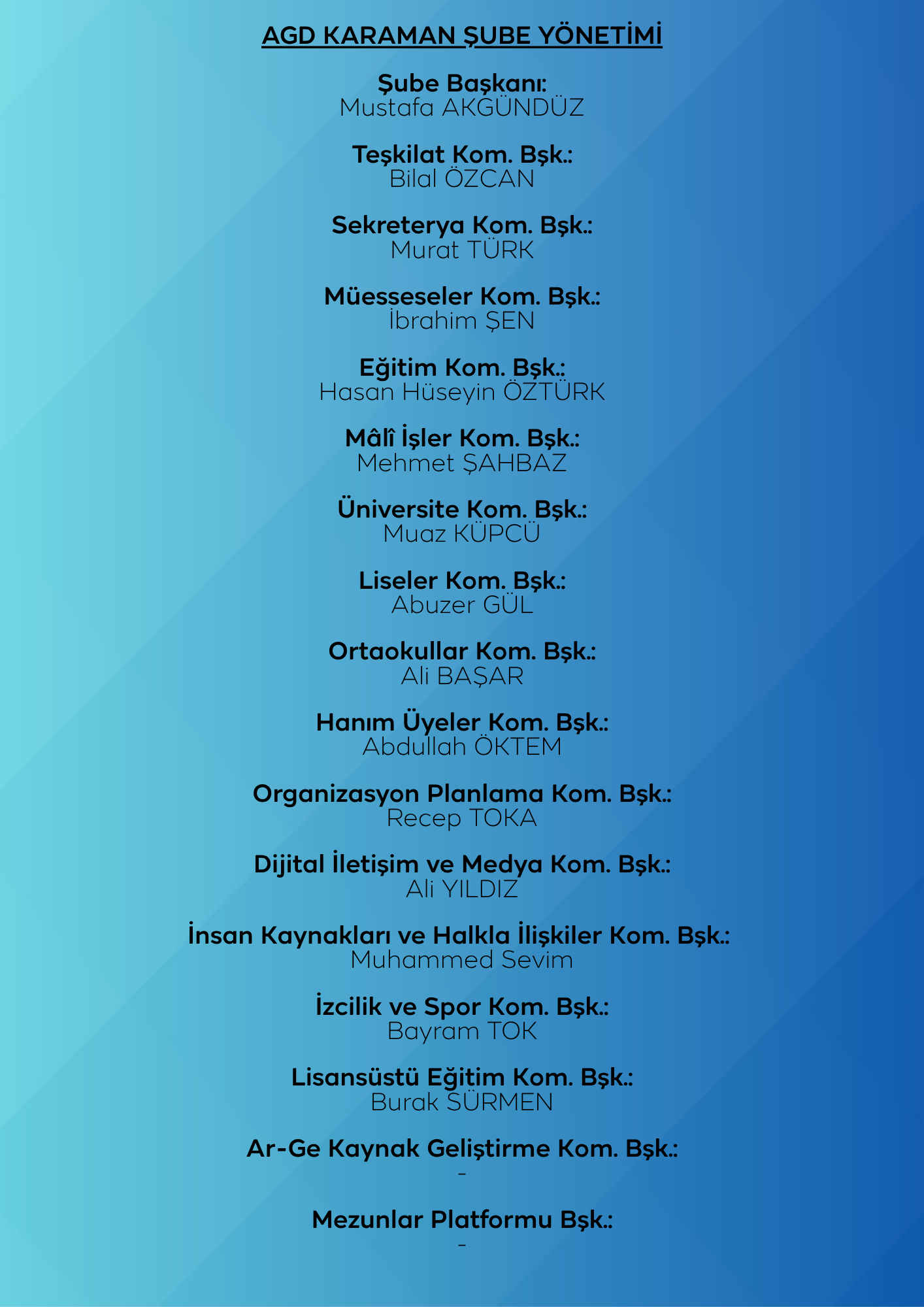 AGD Karaman Şube Yönetim